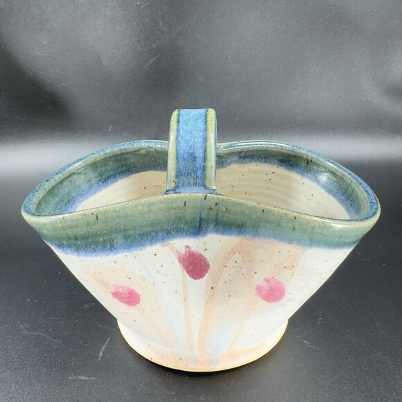 2004 North Carolina RUSSELLWOOD Pottery Hand Made Basket Dish Bowl Signed NC VTG - Picture 5 of 10